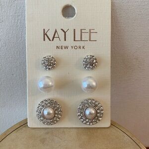 Silver and Pearl Earrings Set